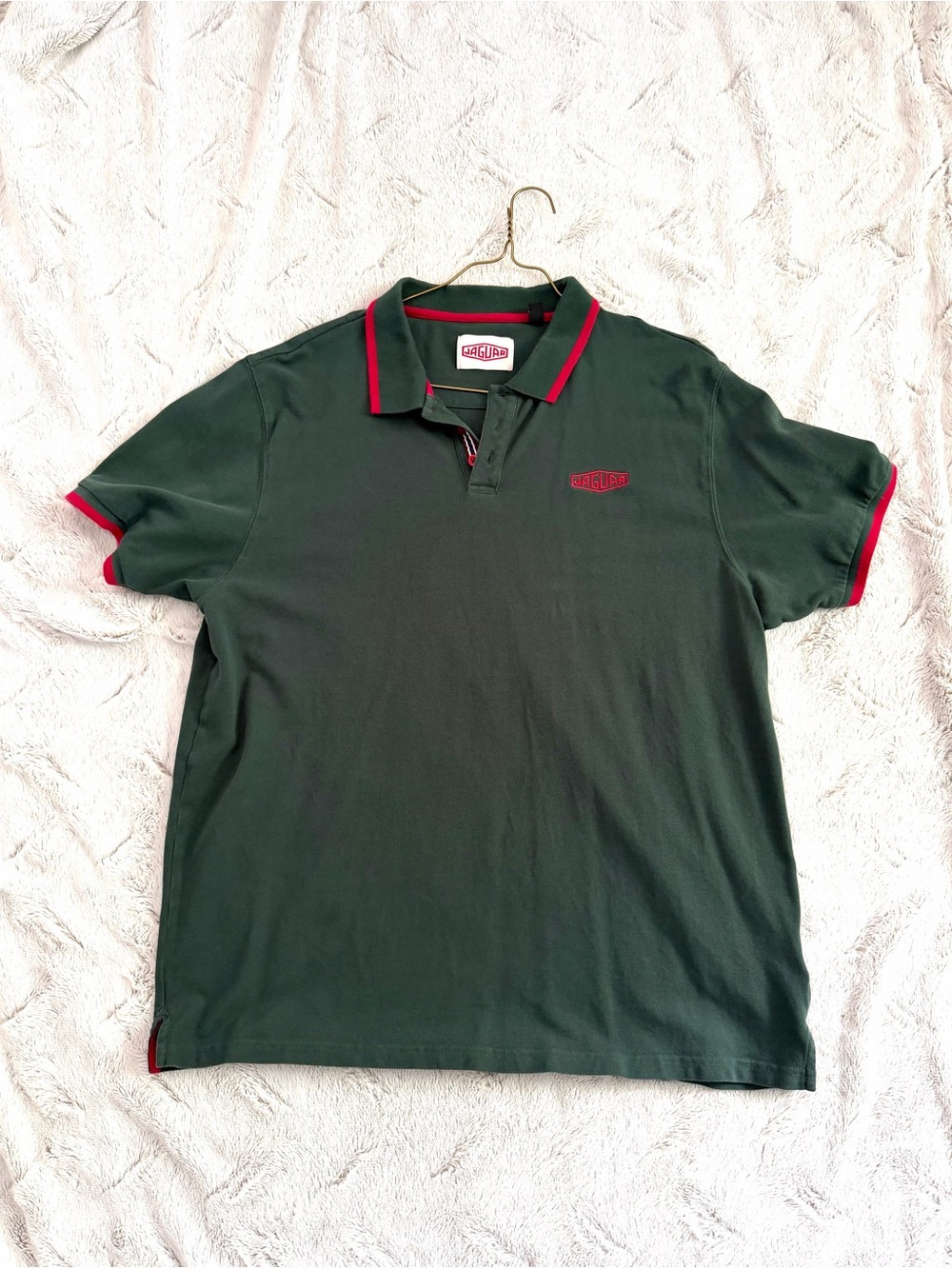 Jaguar Heritage Collection Polo Shirt Men’s XXL Green Red Trim Pique
